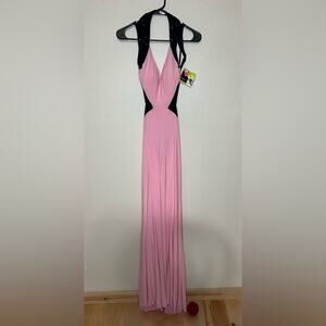 Cassandra Stone by Mac Duggal 40422A ice pink black jersey prom dress NEW 2